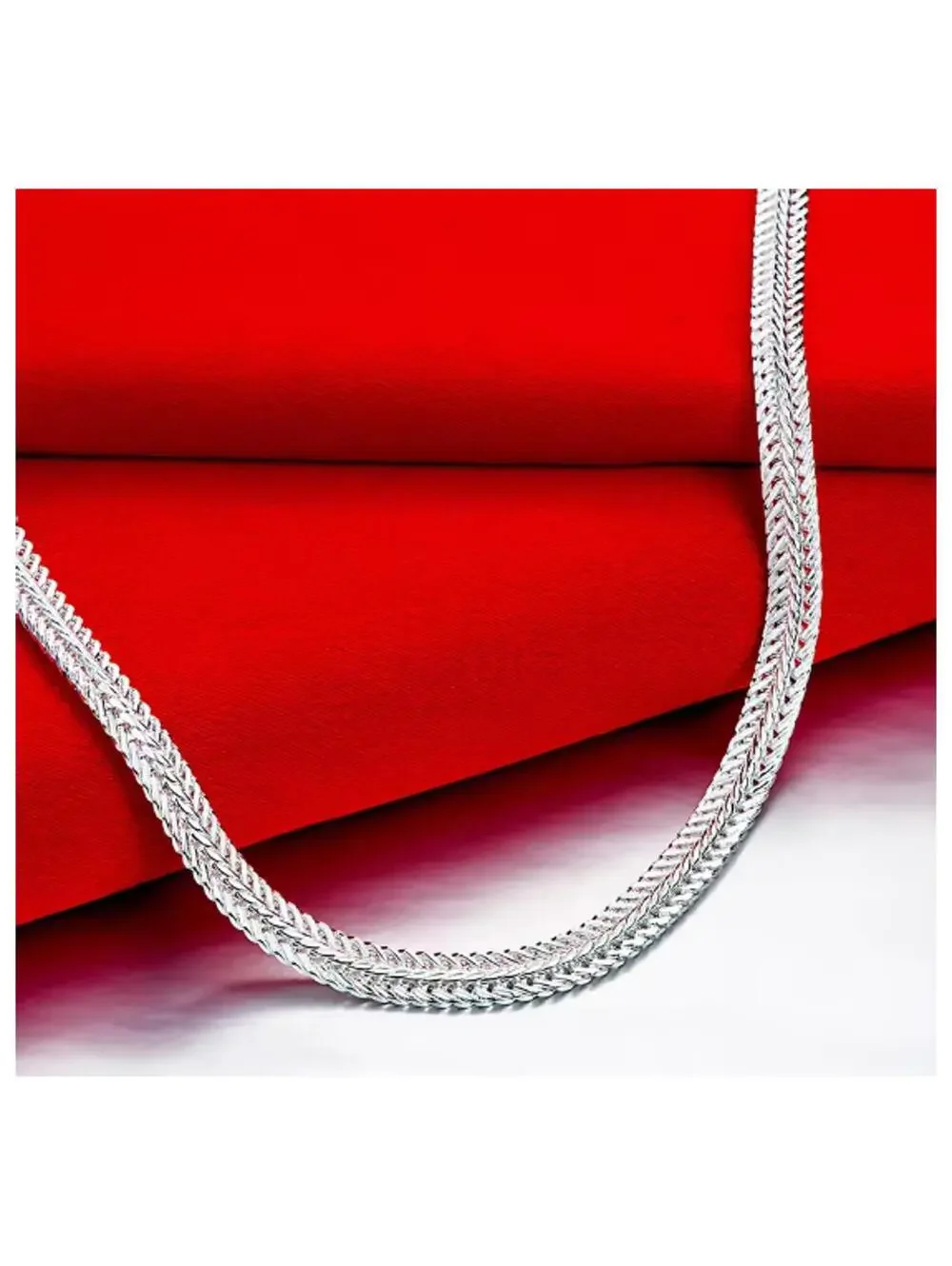 Woven snake chain Necklace - Silver - 5mm / 20